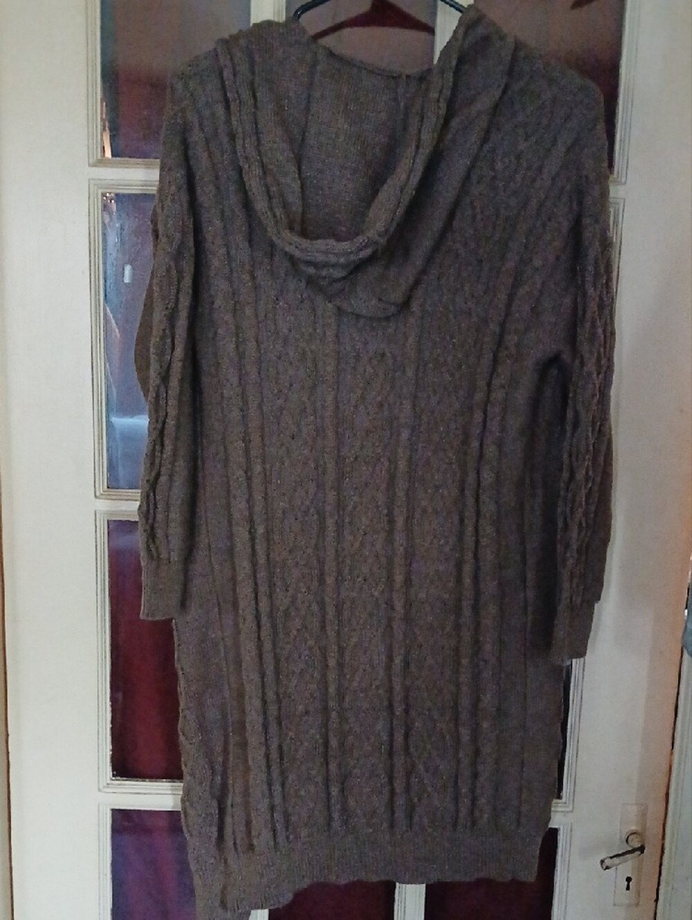 Source Unknown Brown Cable-Knit Hooded Long Cardigan - Picture 2 of 3
